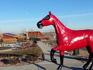 The sculpture in front of Candelas' recreation center and playground.